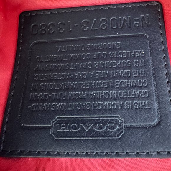 Coach M0873-13380 Ecru Leather Blue Double Handle Foldover Zipper Gusset Bag - Picture 5 of 10